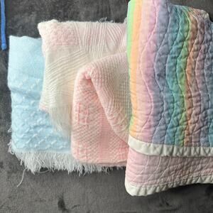 4 vintage baby blankets. Different sizes. Unisex. Some staining